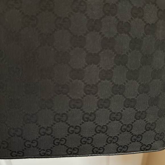 GUCCI 🖤 Black GG monogram Leather/Canvas Guccisima Authentic Vintage 12x11 inch - Picture 6 of 12